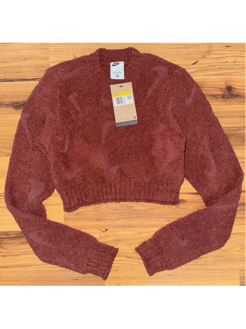 NWT Nike Sportswear Phoenix Cozy Bouclé Long Sleeve Knit Top Swoosh S Athleisure